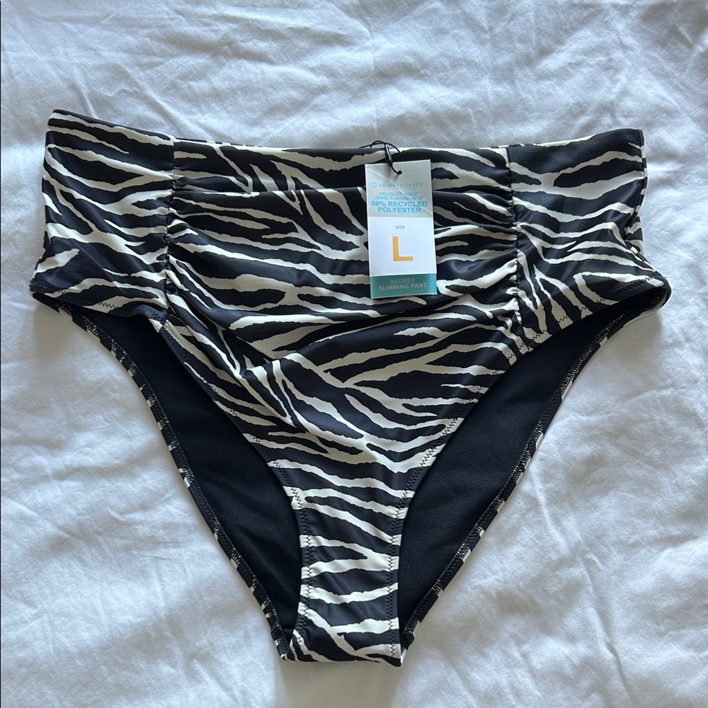 Zebra Print High-Waisted Bikini Bottom